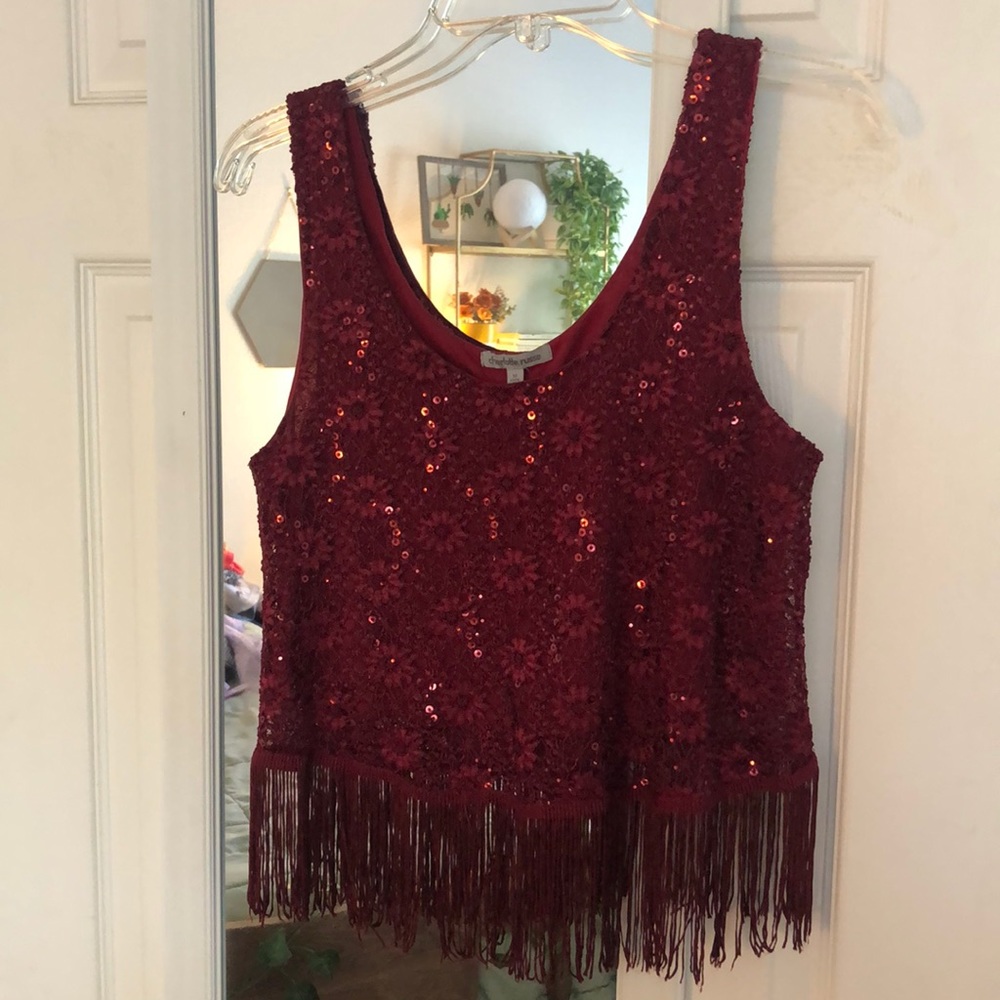 Charlotte Russe red sequin flapper style crop top